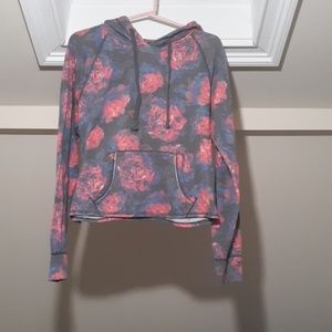 Floral Crop Long Sleeve Hoodie